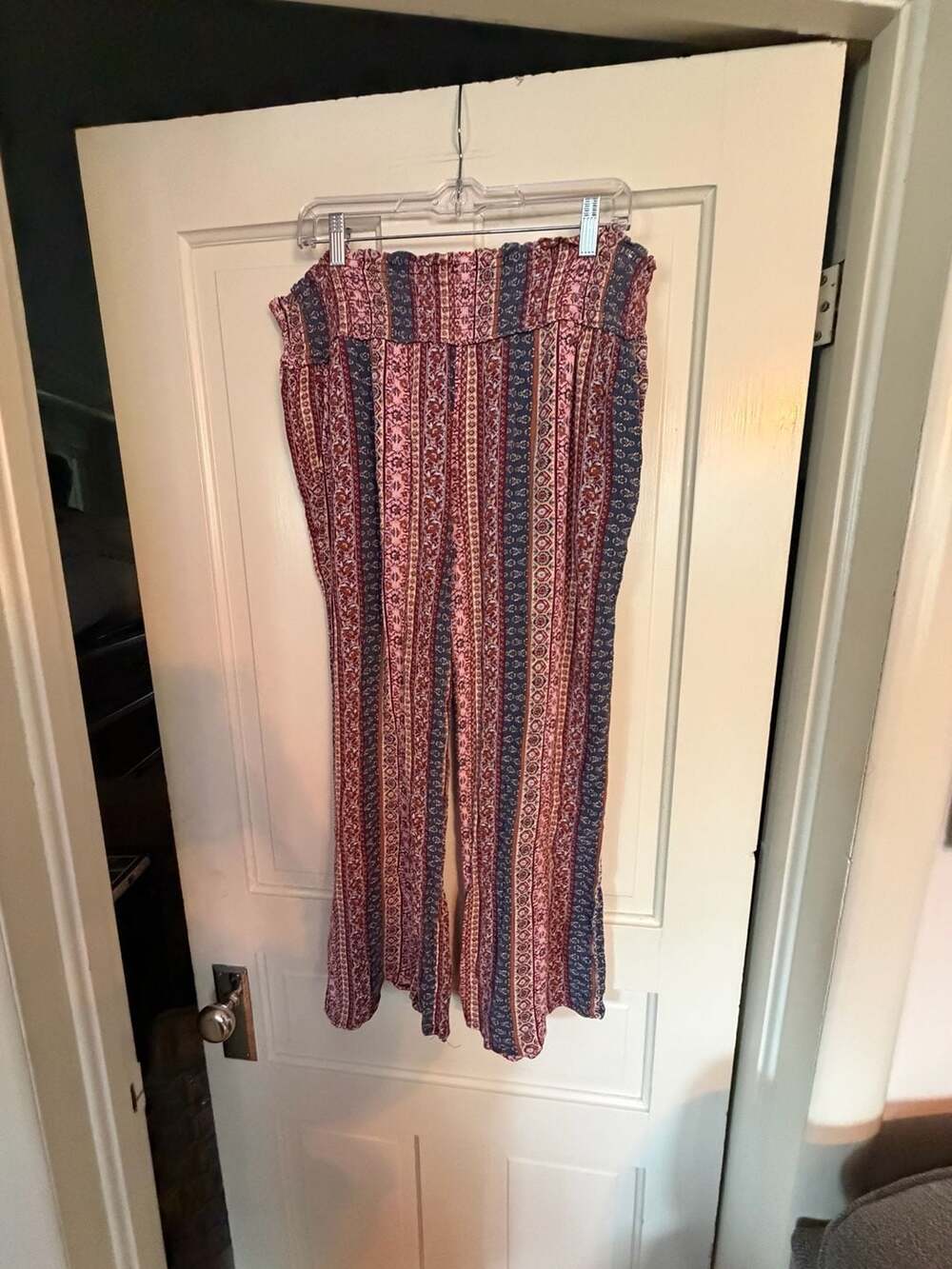 Three Dots Boho Printed Smocked Wide Leg Palazzo Pants
